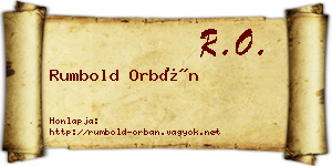 Rumbold Orbán névjegykártya